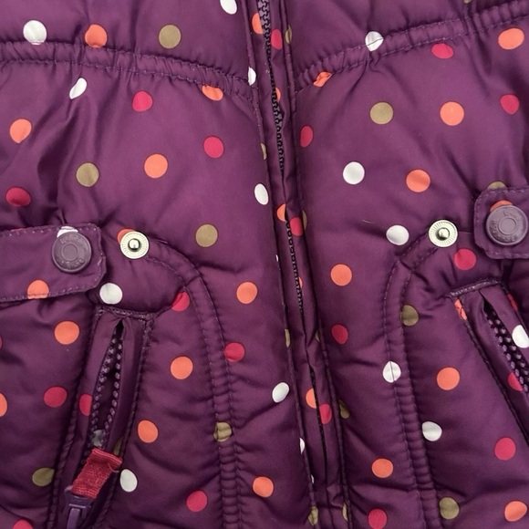 Baby Girl Oshkosh B’Gosh Purple Polka Dotted Puffer Jacket Snow Bib Size 12 M - Picture 5 of 8